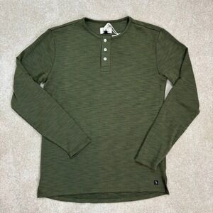 Civil Society Mens Ribbed Henley‎ Shirt Green Casual Top Size Small